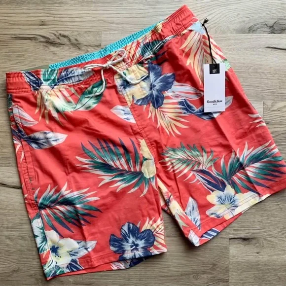 NWT | Goodfellow & Co. | Tropical Floral Swim Shorts | Men Swim Trunks | Medium - Picture 2 of 9